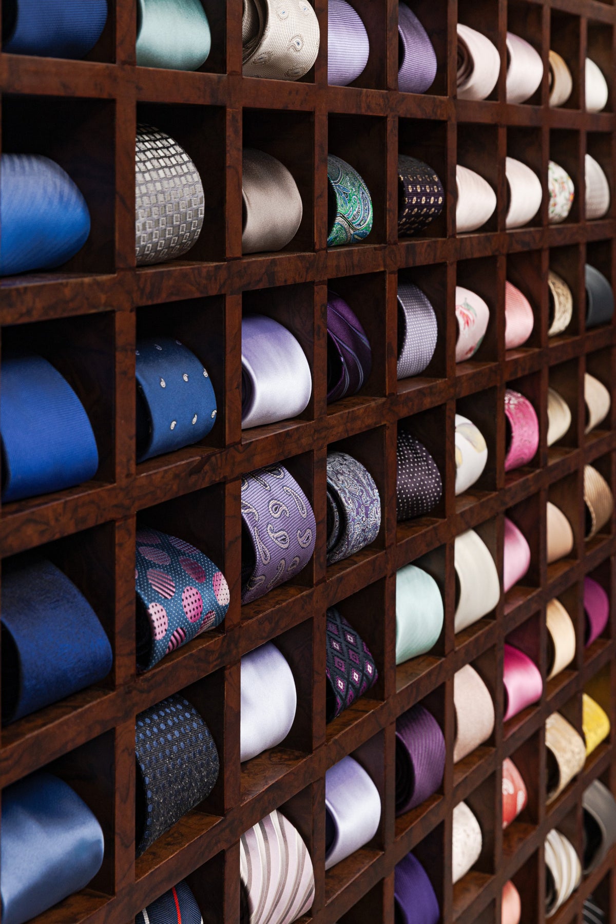 The tie wall at Giorgio Men's Wear